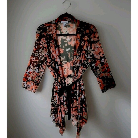 Susan Graver Floral Kimono Top size LARGE/XL Autumn Colors Orange - Picture 1 of 5